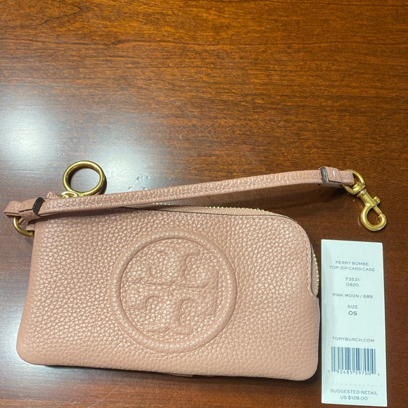 Tory Burch Perry bombe top zip card case Pink Moon - Picture 4 of 6